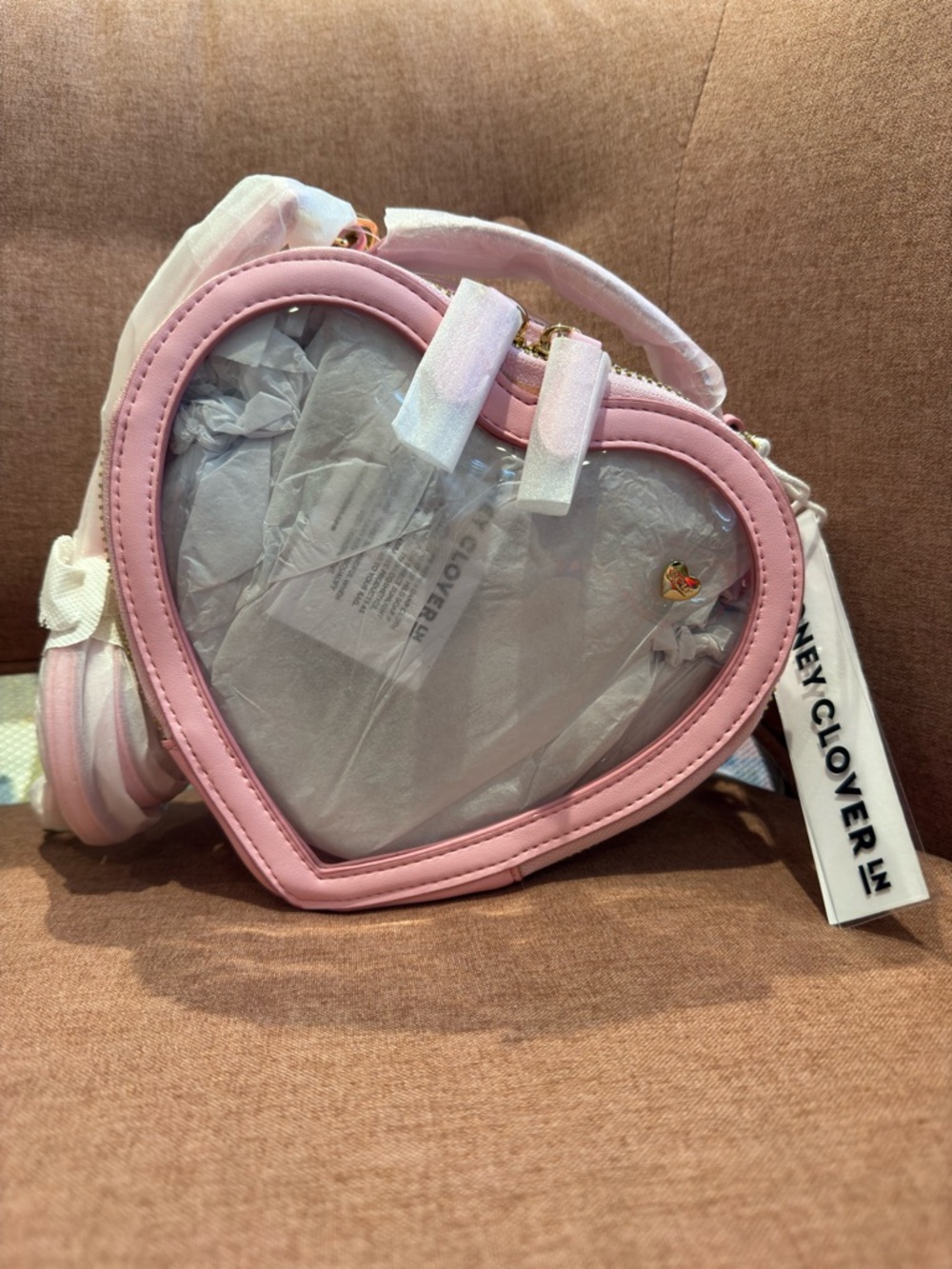 Stoney Clover Lane Pink Heart Clear Crossbody Bag - Picture 3 of 5